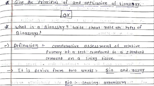 Bioassay:- Principles, Application And Types (Hand Written Notes)