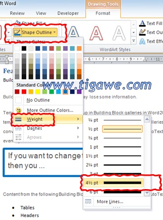 Tigawe: Cara Ganti Ketebalan Garis Border Text Box/Object 