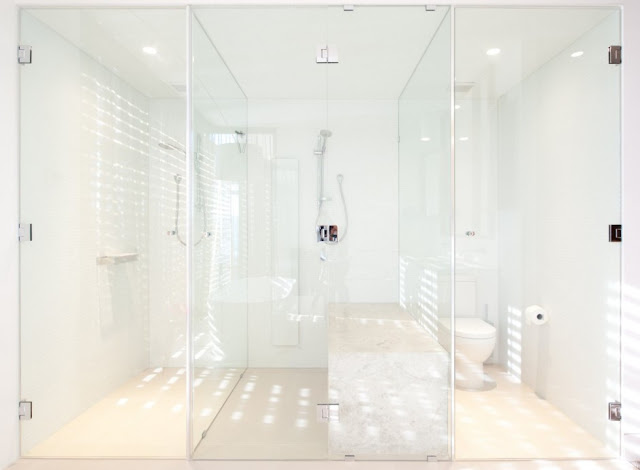 Modern glass shower cabin 