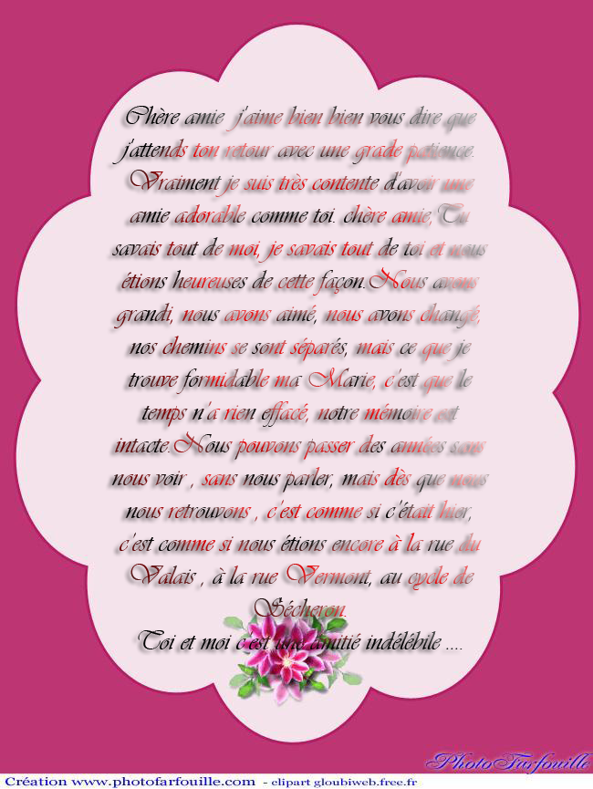 Lettre pour une amie proche