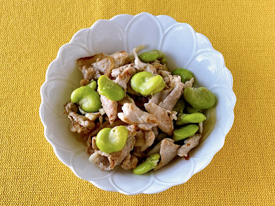 そら豆と豚肉のスタミナ塩炒め