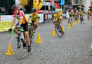 Young cyclists negotiate the obstacle course