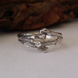 Rough Twig, Branch Engagement Ring, Twig Engagement Ring, Silver Twig Ring, Silver Branch Wedding Band, 