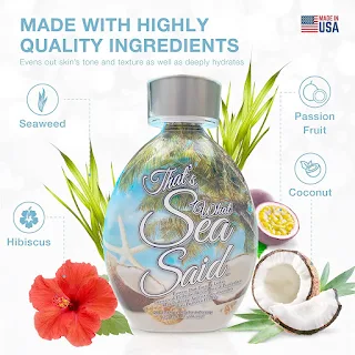 That’s What Sea Said Tanning Lotion Accelerator - For Indoor Tanning Beds and Outdoor Sun Tan - Safe for Face, Body and Tattoos - With Coconut Oil - No Bronzer