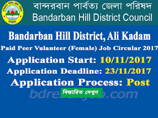 Ali Kadam, Bandarban Hill District Paid Peer Volunteer (Female) job circular 