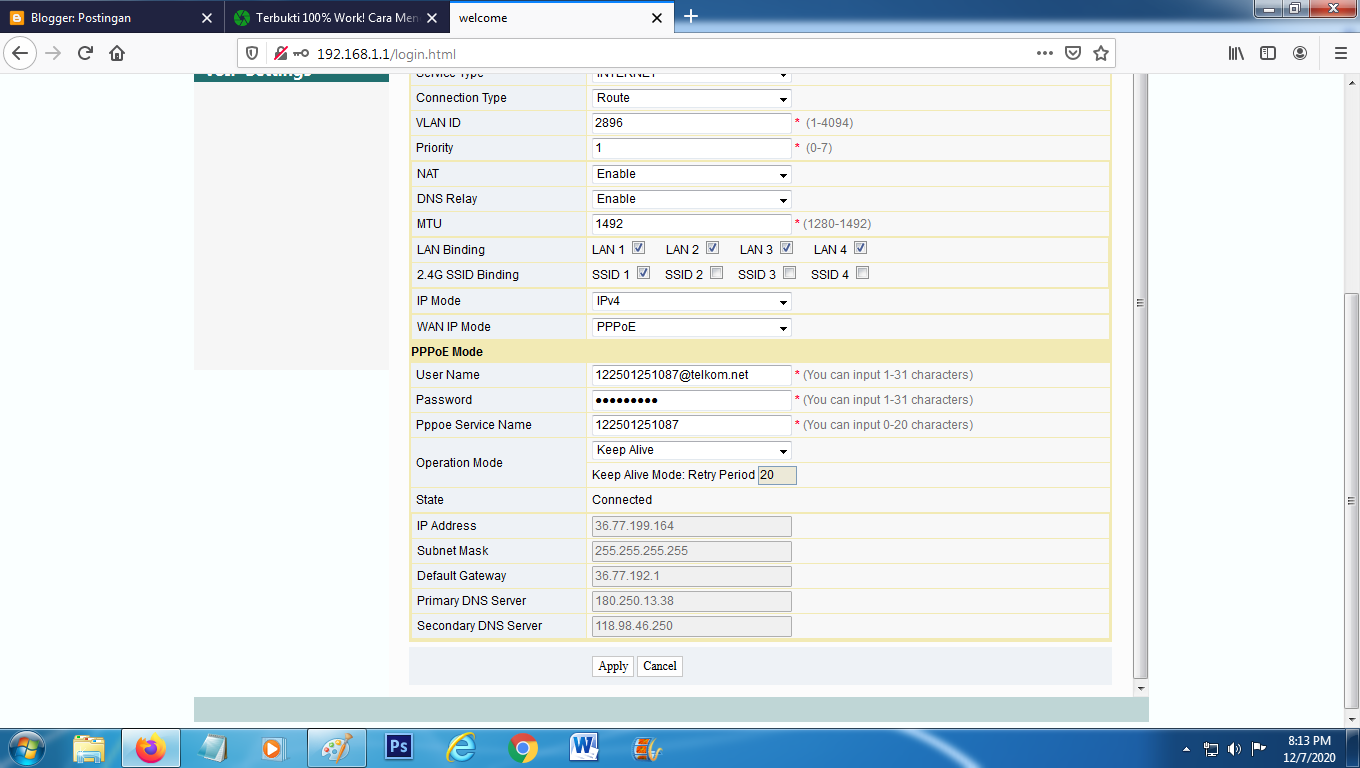 Port LAN Modem Indihome