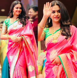 Keerthy Suresh in Saree for Opening of AVR Jewellers