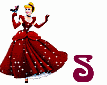 Abecedario de Cenicienta con Vestido de Fiesta Rojo.