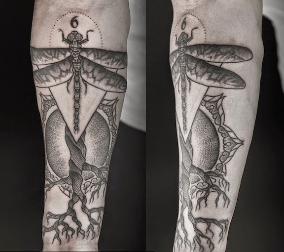 dragonfly black and grey tattoos