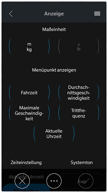 Elemente auf dem Display können über die E-Tube-App ein- und ausgeblendet werden.