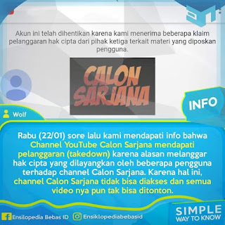 CHANNEL CALON SARJANA MENGHILANG?