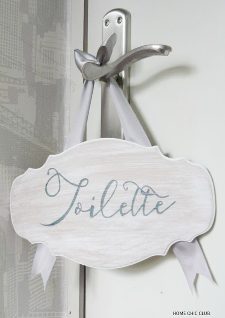 DIY French Country/Shabby Chic Bathroom Sign