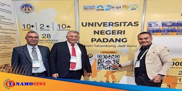 Jajaki Kerjasama, Rektor Universitas Al-Quds Palestine Kunjungi Booth Stand UNP di EURIE Istanbul