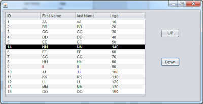 move jtable selected row up and down