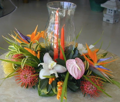 Caribbean Tropical wedding centerpiece