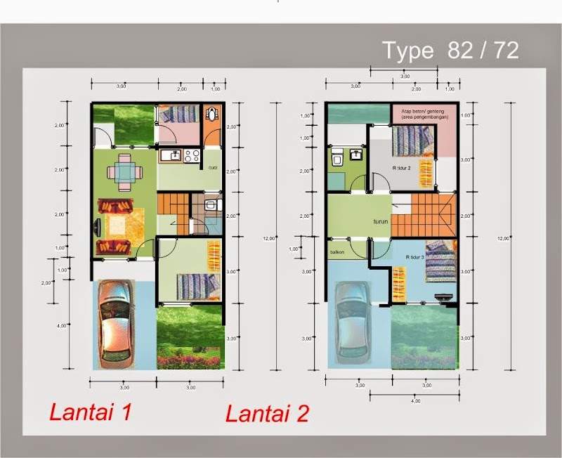 35 Info Penting Denah Rumah 2 Lantai Tanah 72 M