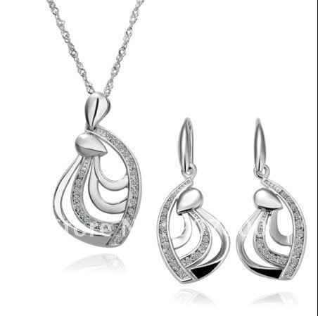 Wholesale-plated-18K-white-gold-jewelry-set-fashion-crystal-necklace ...