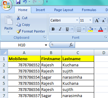 Test Data excel file