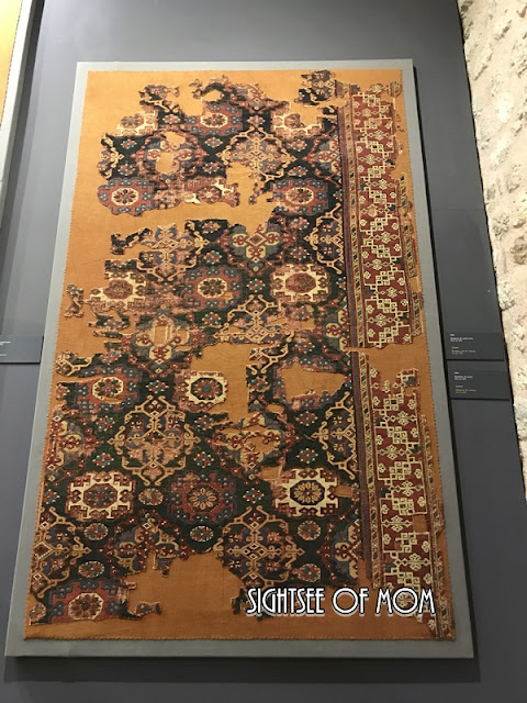 A very unique carpet decorated with geometrical shapes