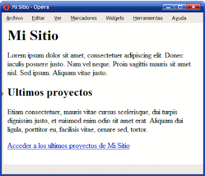 Página principal del sitio web de ejemplo.