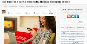 MA Gov blog post on 6 Tips for Safe Holiday Shopping