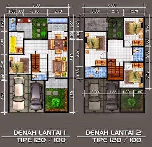 Contoh Denah dan  Gambar  Rumah  Minimalis  Lantai 2 ukuran  120 Terbaik Godean web id