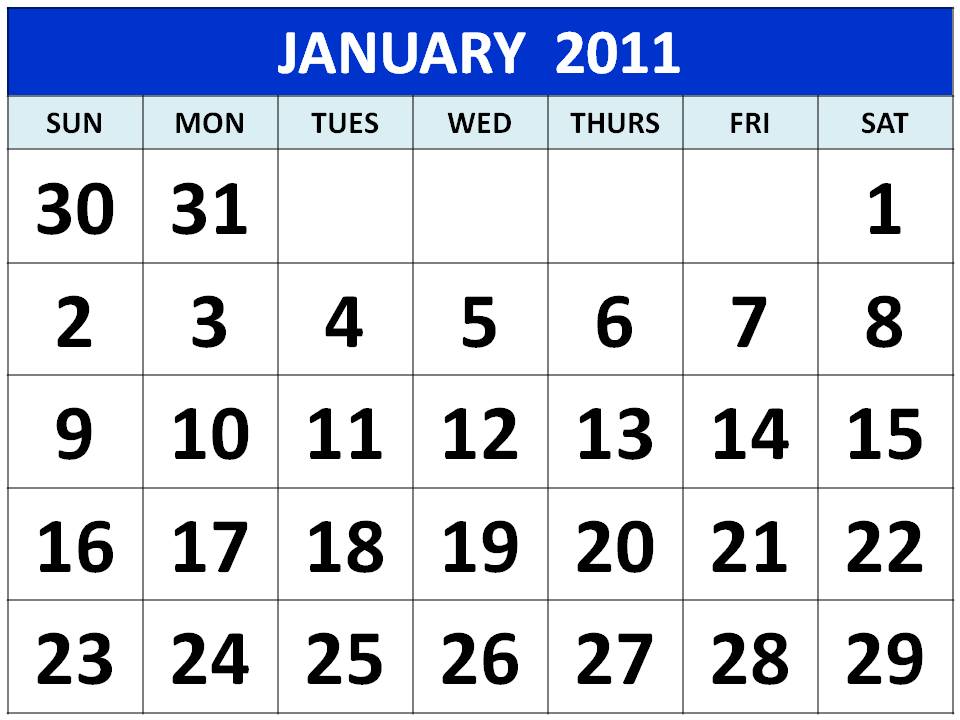 Other Free Printable Calendar 2011 Blue colour / color Designs: