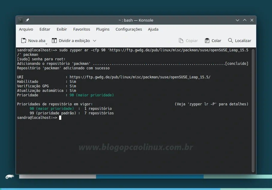 Adicionando o repositório Packman no openSUSE Leap 15.5