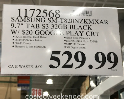 Deal for the Samsung Galaxy Tab S3 (SM-T820NZKMXAR) at Costco