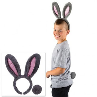 Boy wearing bunny ears and tail