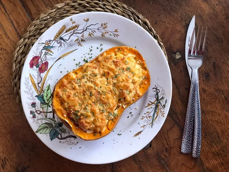 Calabaza rellena de bacalao