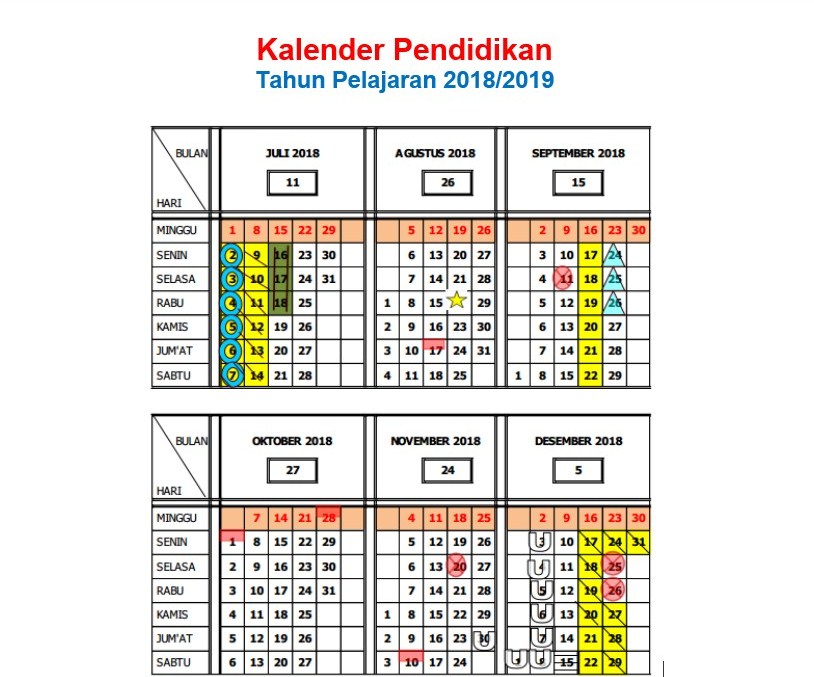 Download Kalender Pendidikan 2018/ 2019 (Pedoman LENGKAP 