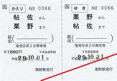 【9種類もの常備券！】JR九州 肥薩線栗野駅　発着駅常備往復乗車券(栗野⇔鹿児島中央など)