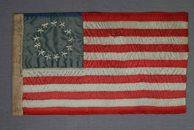 Betsy Ross Gift flag, repair, framing, mounting of historical flags by Flag conservator Gwen Spicer