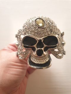 large skull cuff bracelet with diamante modern