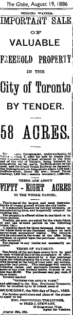Globe and Mail, Aug 19, 1886: Important Sale of Valuable Freehold Property