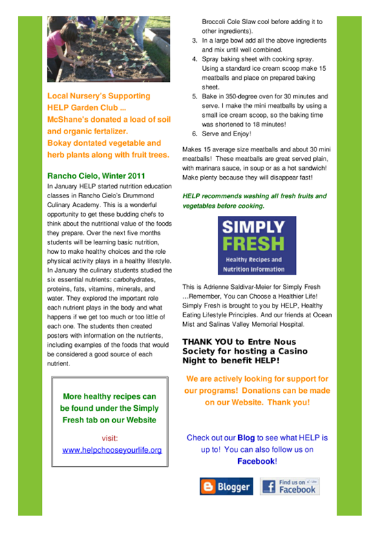 Healthy Eating Lifestyle Principles: HELP Quarterly Newsletter