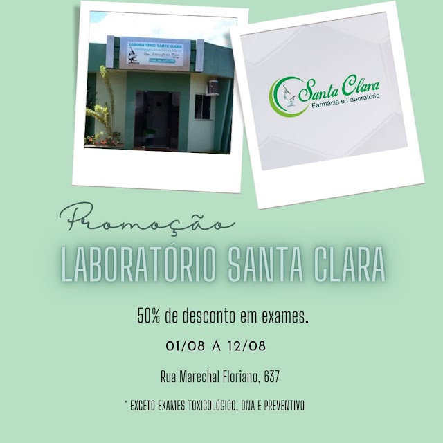 Tradicional promoção 50% de desconto no Laboratório Santa Clara - Aproveite!