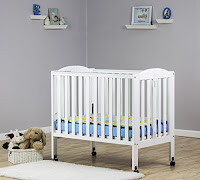 Dream On Me 2 in 1 Portable Folding Stationary Side Crib, White