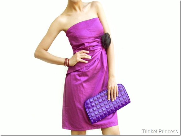 flower pin leather bracelet patent clutch bag