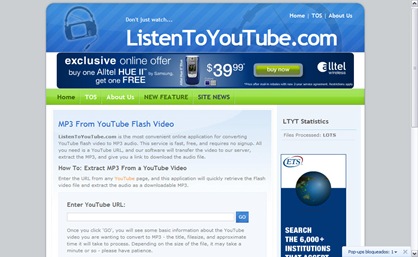 ListenToYoutube.com, extrae el audio de los vídeos de Youtube