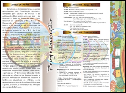 Programação V Simpósio de Educação Infantil