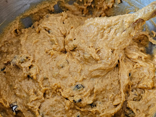 Uncooked pumpkin bread dough.