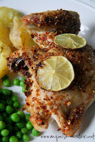 Chicken breast quarter with peri-peri, lime and potatoes and peas from www.anyonita-nibbles.co.uk