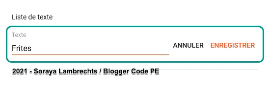 Le panneau de configuration du gadget TextList - Ajouter des éléments dans la liste.