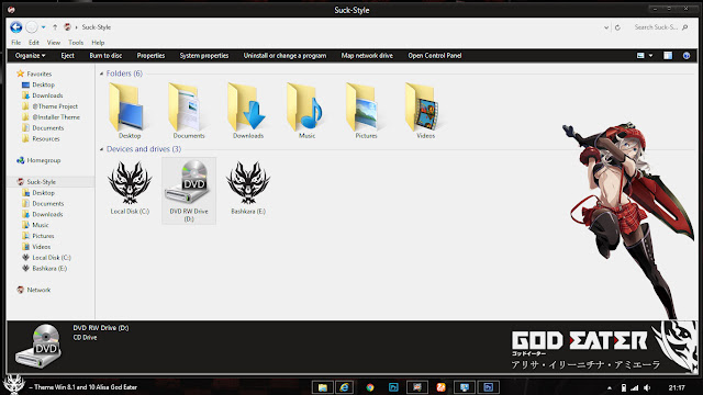 Theme Windows 8.1 and 10 Alisa Illinichina Amiella God Eater By Bashkara