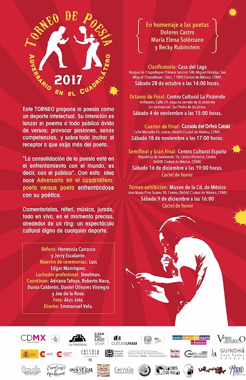 CONVOCATORIA En puerta el X Torneo de Poesía Adversario en el cuadrilátero 2017, convoca Editorial VersoDestierro