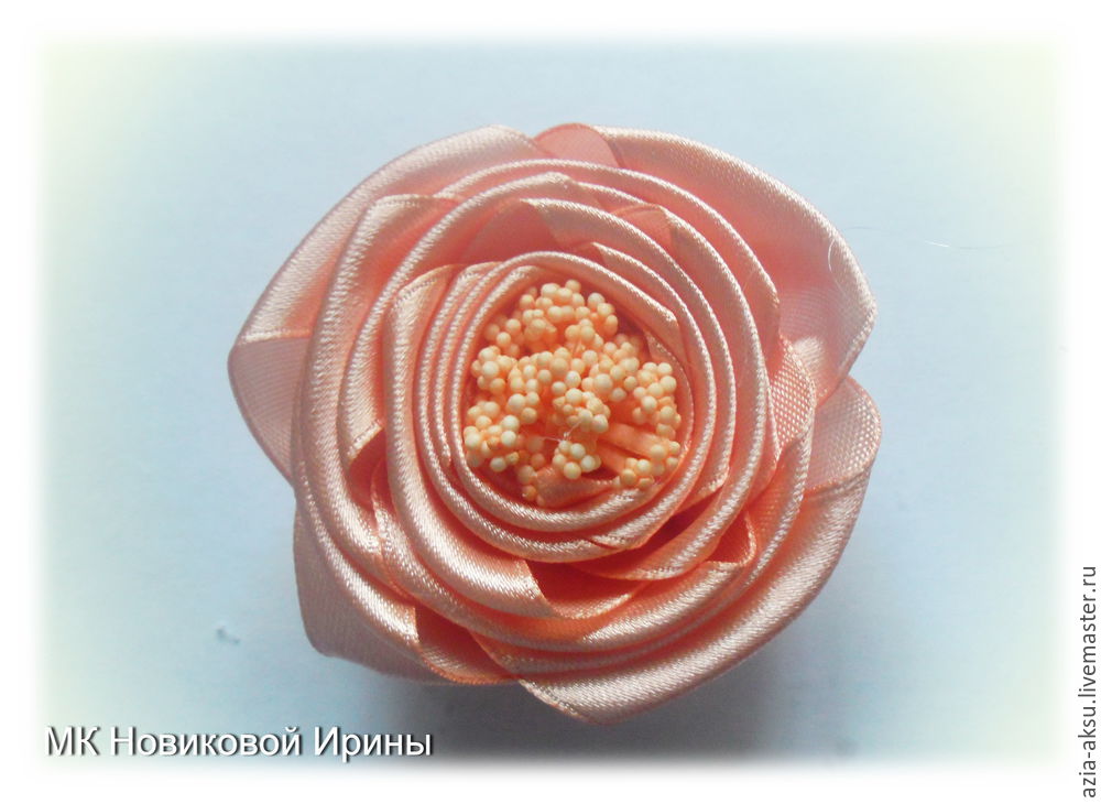 How to make simple roses of a satin ribbon. DIY Tutorial