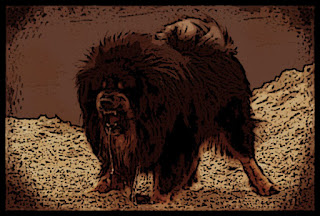 Large hairy snarling hound-pathfinder, hound of Danngvit