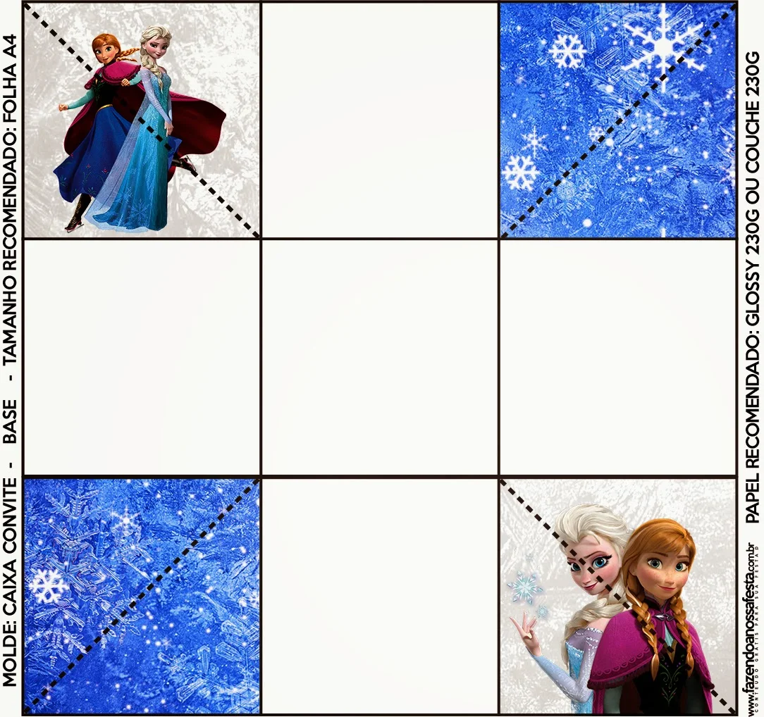 Parte de abajo de la caja de invitacion de Frozen.